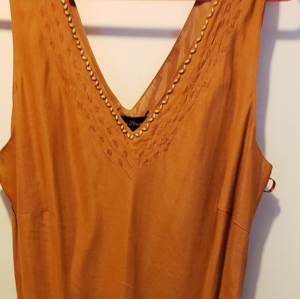 Midi length linen blend dress